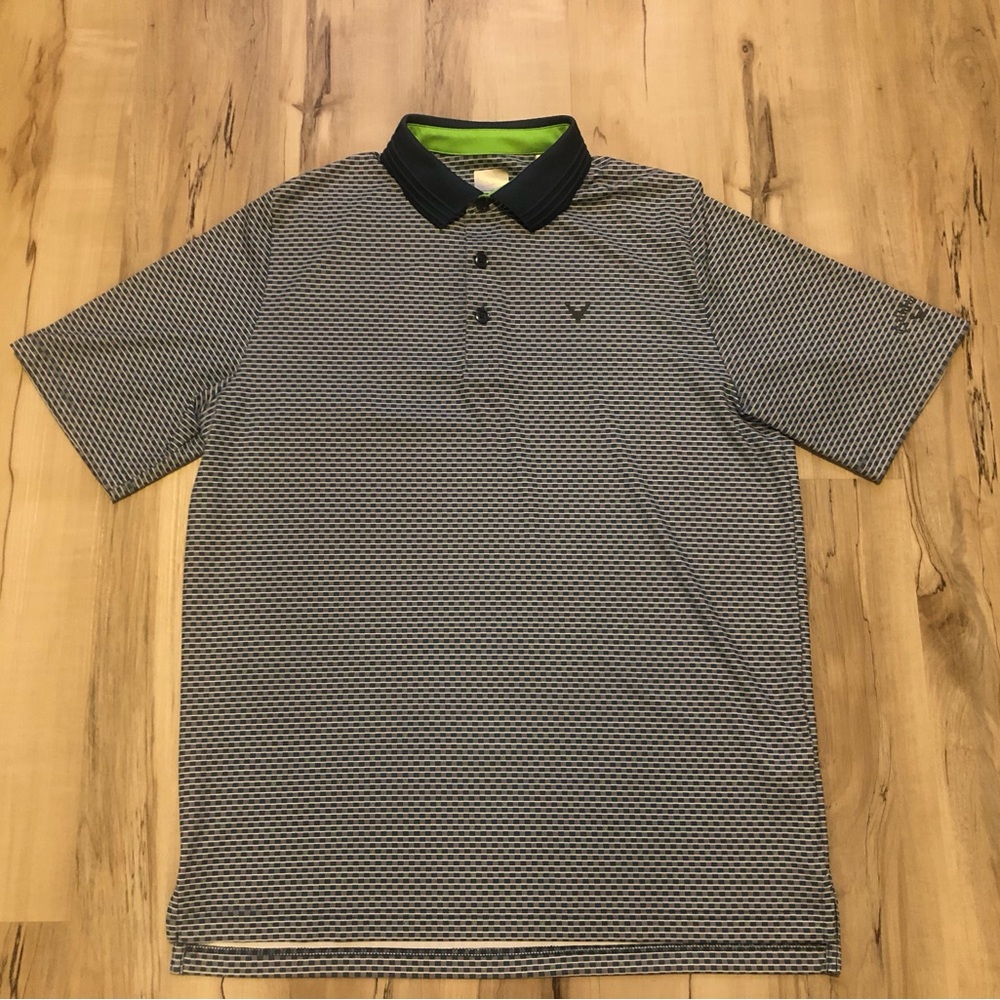 Callaway Blue and Gray Patterned Polo Shirt - Opti-Dri